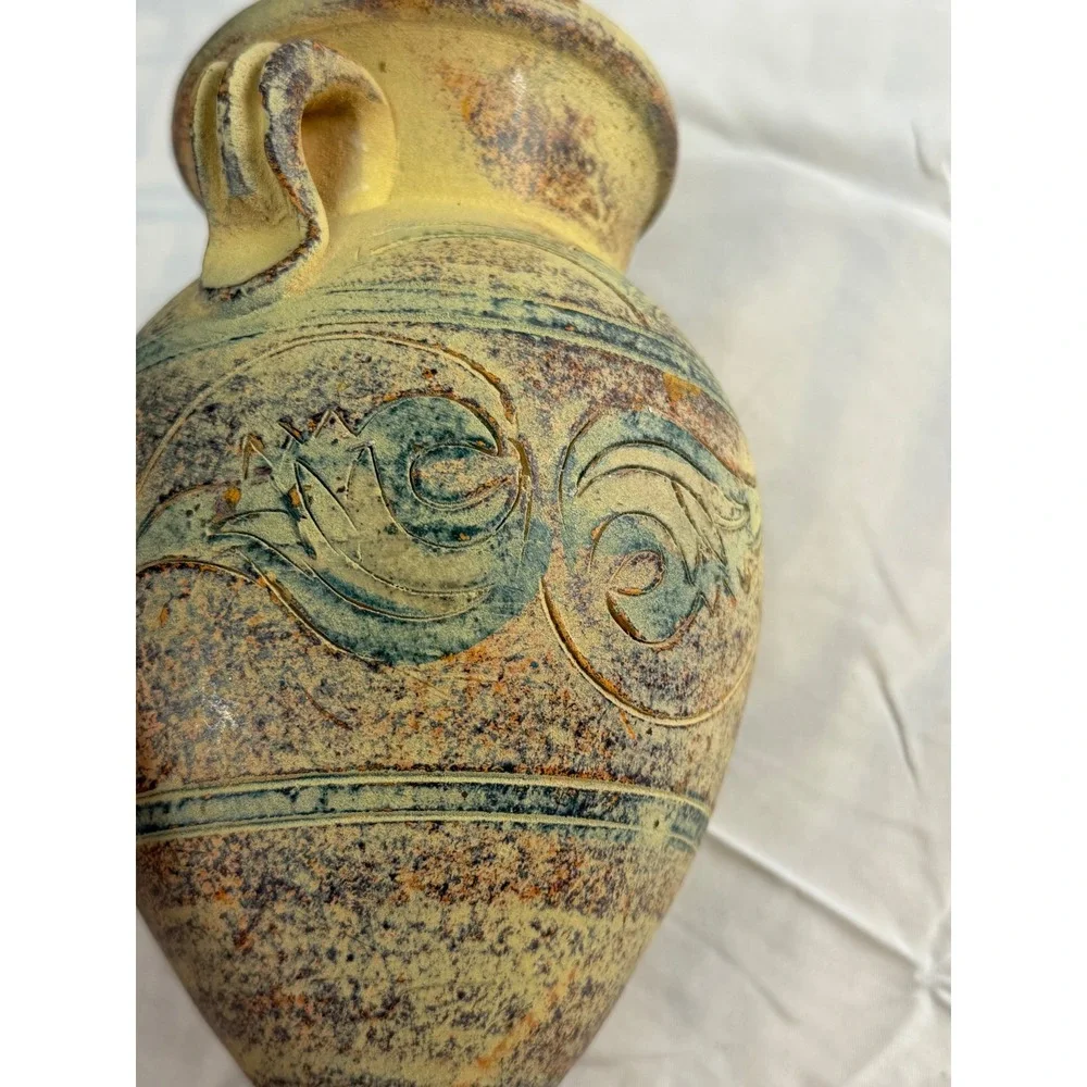 Vintage Style Terracotta Amphora Vase Rustic Greek Roman Decor 9in